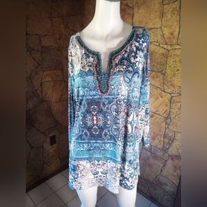 Chic Teal Paisley Women's Tunic